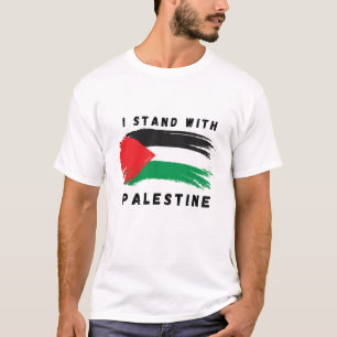 Camiseta Eu Fico Com A Palestina Com A Bandeira Design Impr