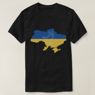 Camiseta Eu Fico Com a Pomba da Paz da Ucrânia Mulheres Pro