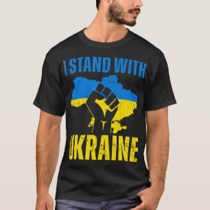Camiseta Eu Fico Com A Ucrânia A Bandeira Da Ucrânia Levant