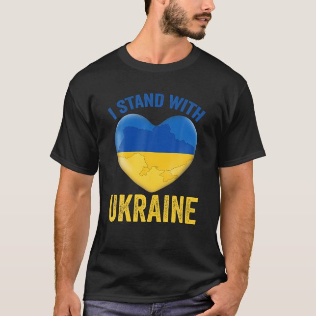 Camiseta Eu Fico Com A Ucrânia A Bandeira Ucraniana Que Apo (Frente)