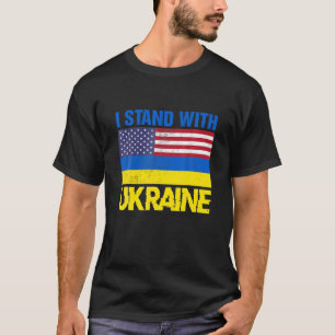 Camiseta Eu Fico Com A Ucrânia Bandeira Americana Apoiando