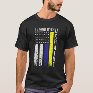 Camiseta Eu Fico Com A Ucrânia Bandeira Americana Apoiando