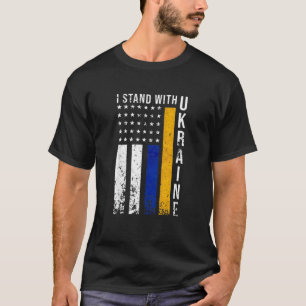 Camiseta Eu Fico Com A Ucrânia Bandeira Americana Su Pp Ort