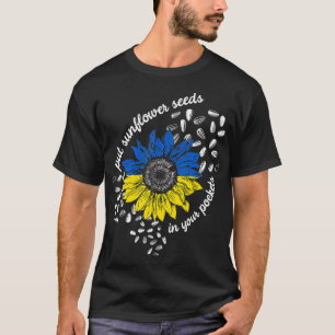 Camiseta Eu fico com a Ucrânia colocando sementes de giras