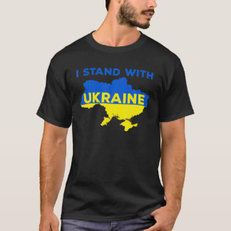 Camiseta Eu Fico Com A Ucrânia, Com O Apoio Da Bandeira Ucr