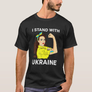 Camiseta Eu fico com a Ucrânia e apoio a ucraniana Flag Gir