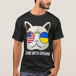 Camiseta Eu Fico Com A Ucrânia, O Gato Americano Ucraniano