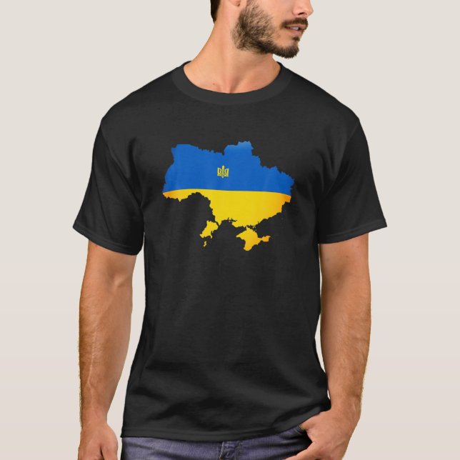 Camiseta Eu Fico Com A Ucrânia, O Mapa Da Ucrânia, A Paz E  (Frente)