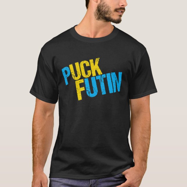 Camiseta Eu Fico Com A Ucrânia Puck Futin Memória Ucraniana (Frente)