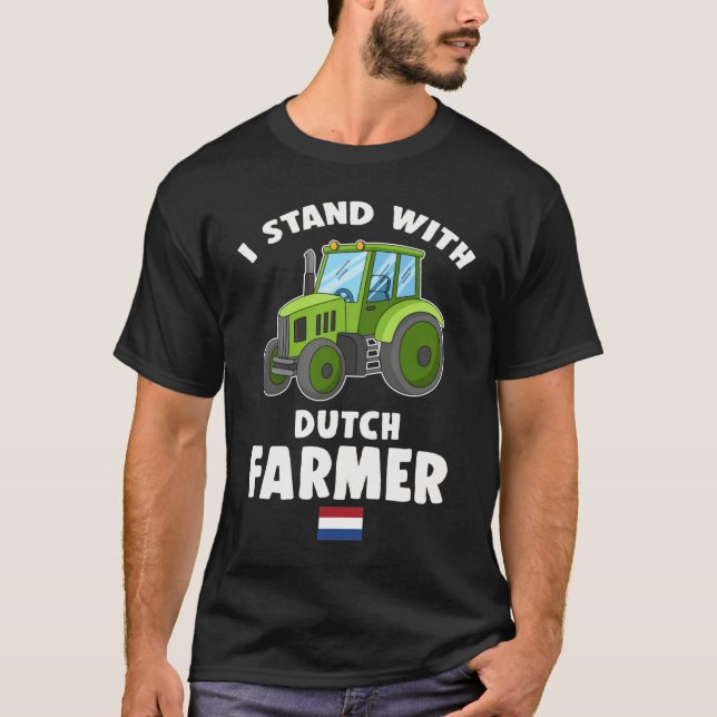 Camiseta Eu Fico Com Bandeira Do Agricultor Holandês (Frente)