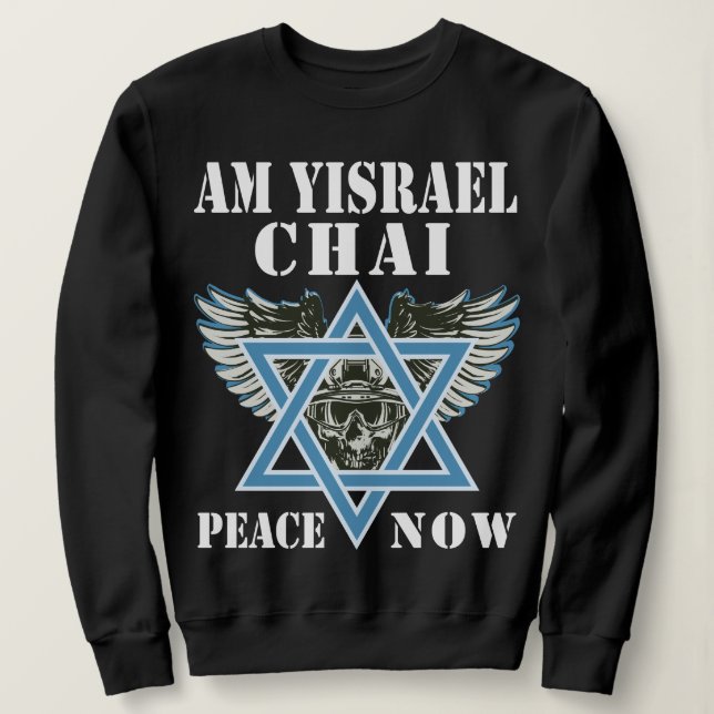 Camiseta Eu Fico Com Israel Am Yisrael Chai, Paz Agora (Frente do Design)