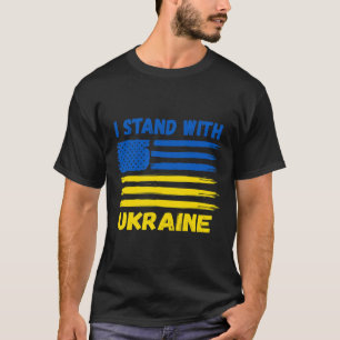 Camiseta Eu Fico Com o Azul e Amarelo da Ucrânia Bandeira d