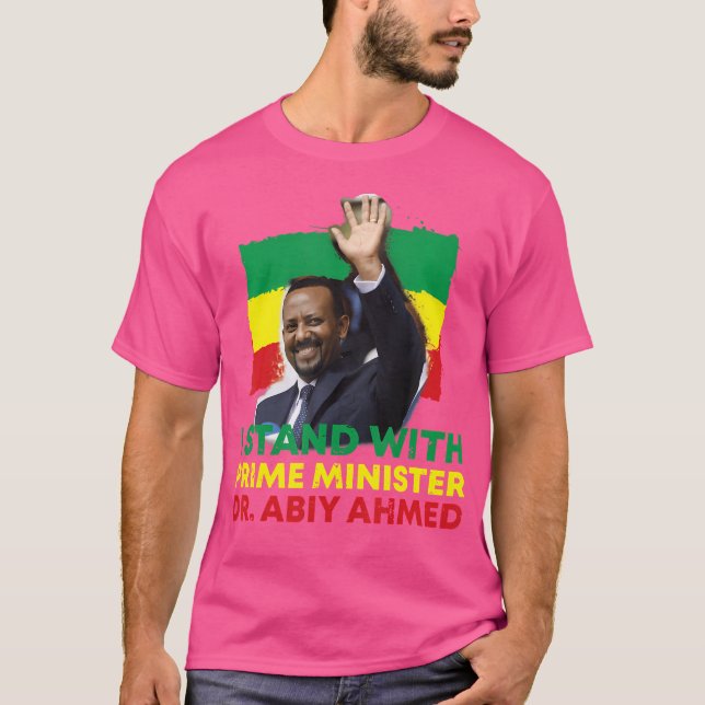 Camiseta Eu Fico Com O Dr. Abiy Ahmed T Shirt (Frente)