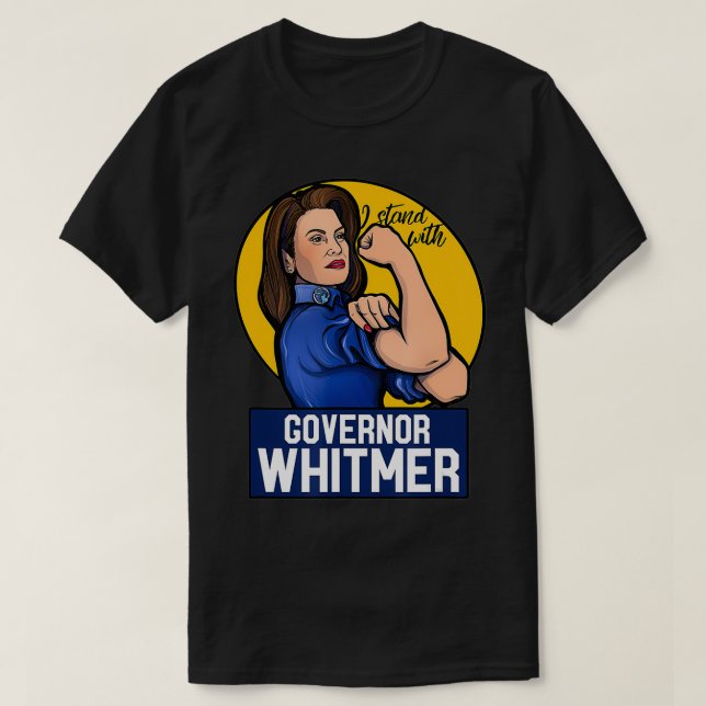 Camiseta Eu fico com o Governador Whitmer aquela mulher de  (Frente do Design)