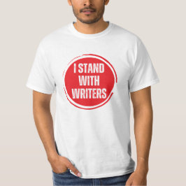 Camiseta Eu fico com o logotipo vermelho dos escritores com