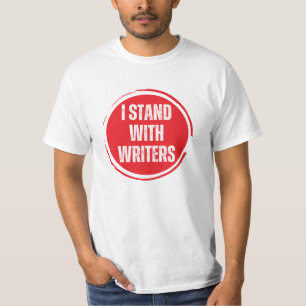 Camiseta Eu fico com o logotipo vermelho dos escritores com