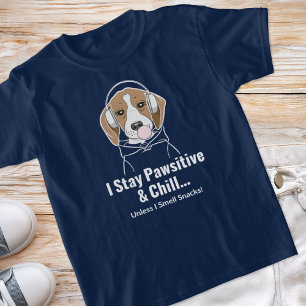 Camiseta Eu fico pawsitivo e arrepio... Beagle Funny Dog