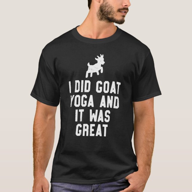 Camiseta Eu Fiz Yoga com Cabras e Foi Ótimo  Aula (Frente)
