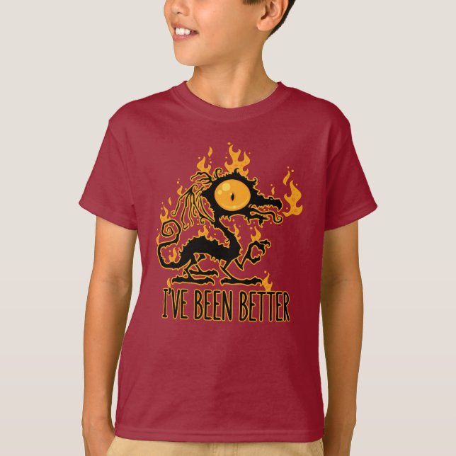 Camiseta Eu fui melhor esticado Dragão Crispado (Frente)