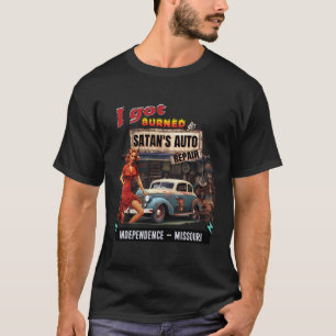 Camiseta Eu Fui Queimada No Satã Auto Reparar Ela Diabo Ind