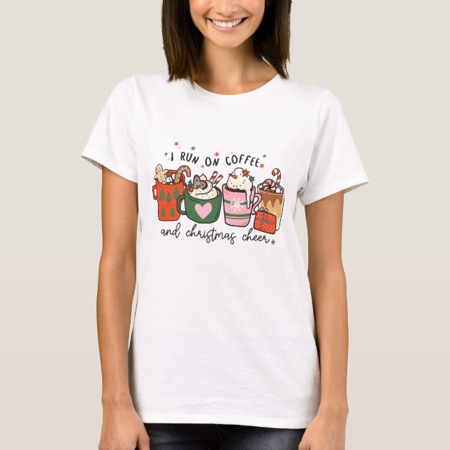 Camiseta Eu Funciono Com Alegria De Natal De Café Natal Div (Frente)