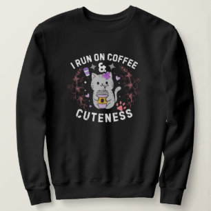 Camiseta Eu Funciono Com Café & Doçura Design de Gatinho Fo
