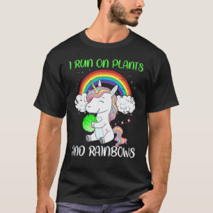 Camiseta Eu Funciono Com Plantas E Arco-Íris - Unicórnio Ve