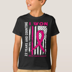 Camiseta Eu Ganhei Sobrevivência do Câncer da Mama 22 Anos