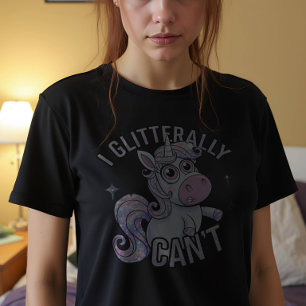 Camiseta Eu Glittericamente não posso Unicorn