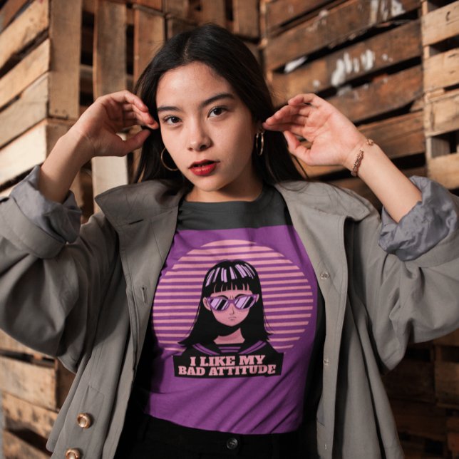 CAMISETA EU GOSTO DA MINHA MÁ ATITUDE SENHORAS GOTÍCIAS T-S (Criador carregado)