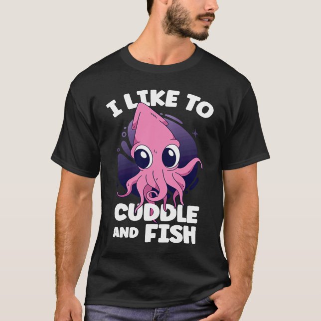 Camiseta Eu Gosto de Abraçar e Pescar Lula e Choco (Frente)