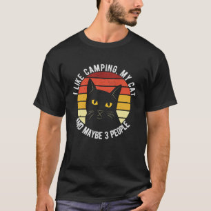 Camiseta Eu Gosto De Acampar Meu Gato E Talvez Três Pessoas