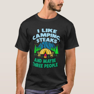 Camiseta Eu Gosto De Acampar Steaks E Talvez Três Pessoas