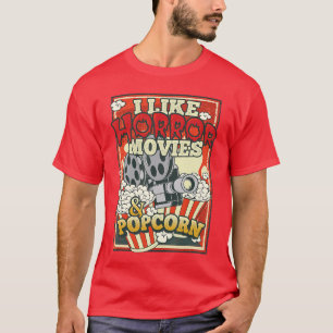 Camiseta Eu Gosto de Amigos de Filmes de Terror Pipoca Vint