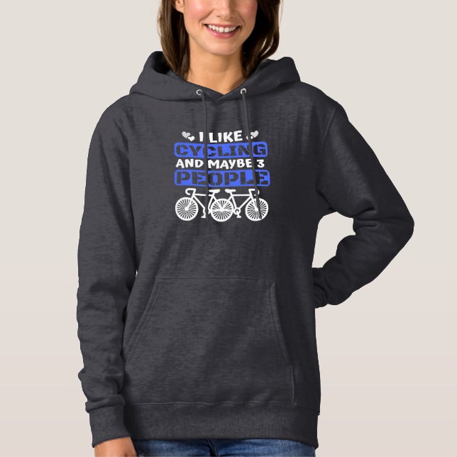 Camiseta eu gosto de andar de bicicleta e talvez 3 pessoas (Frente)