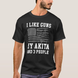Camiseta Eu Gosto De Armas Meu Akita E 3 Pessoas