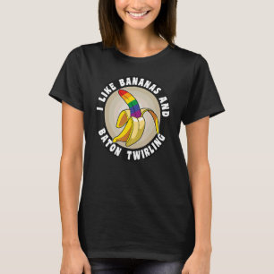 Camiseta Eu gosto de Bananas e Baton Twirling Orgulho gay L