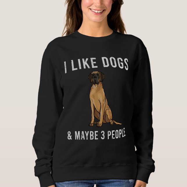 Camiseta Eu Gosto de Cachorros Great Dane Marrons e Talvez  (Frente)