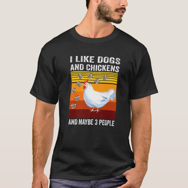Camiseta Eu Gosto De Cães E Galinhas E Talvez 3 Pessoas De  (Frente)