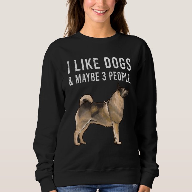Camiseta Eu Gosto de Cães Norwegian Elkhound E Talvez 3 Pes (Frente)