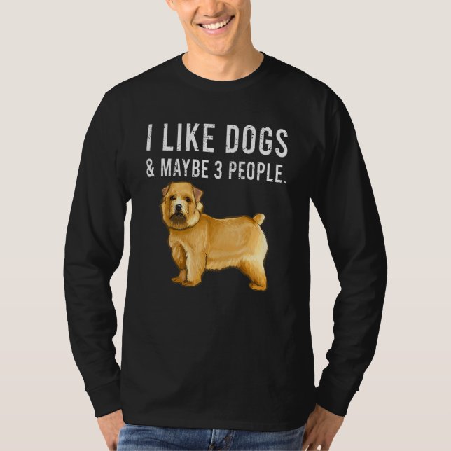 Camiseta Eu Gosto de Cães Norwich Terrier E Talvez 3 Pessoa (Frente)