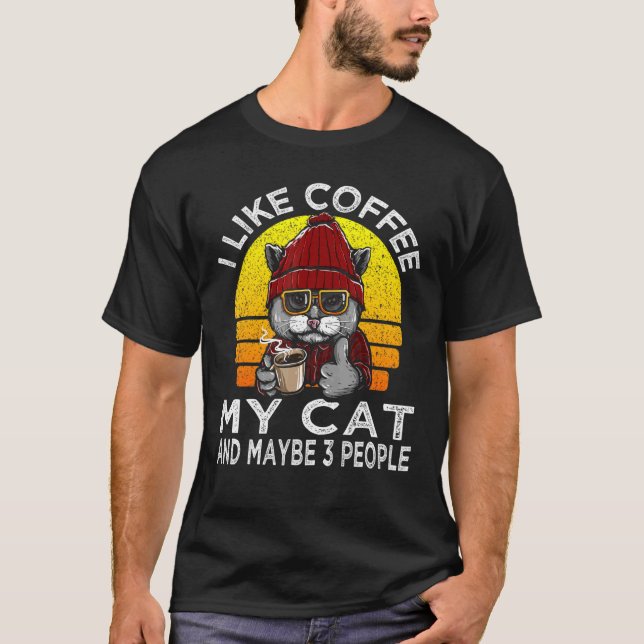 Camiseta Eu Gosto De Café Meu Gato E Talvez 3 Pessoas De Vi (Frente)