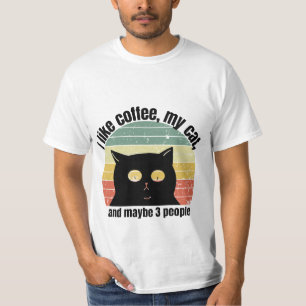 Camiseta Eu Gosto de Café Meu Gato E Talvez 3 Pessoas Piada