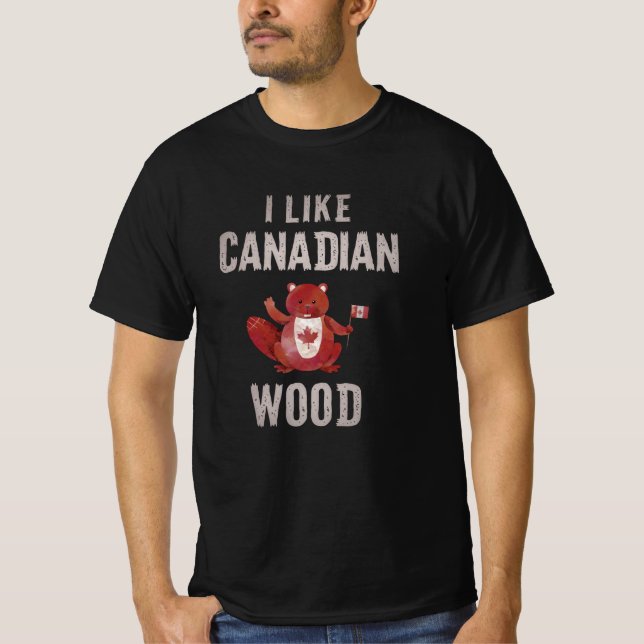 Camiseta Eu gosto de castor canadense de madeira canadense (Frente)