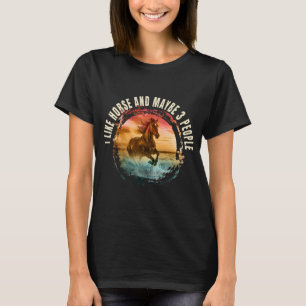 Camiseta eu gosto de cavalo e talvez 3 pessoas