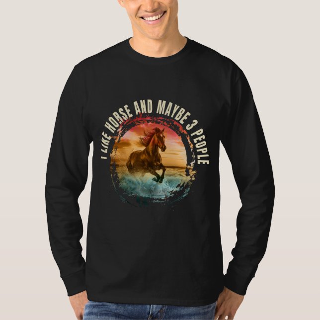 Camiseta eu gosto de cavalo e talvez 3 pessoas (Frente)