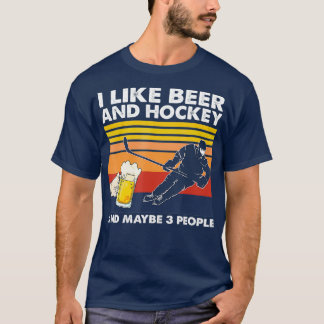 Camiseta Eu gosto de cerveja e hóquei talvez três pessoas R
