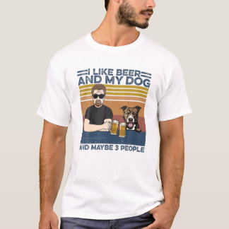 Camiseta Eu Gosto De Cerveja E Meu Cachorro E Talvez 3 Pess