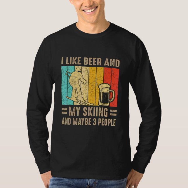 Camiseta Eu Gosto De Cerveja E Meu Esqui E Talvez Três Pess (Frente)