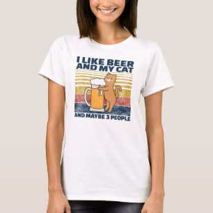 Camiseta Eu Gosto De Cerveja E Meu Gato E Talvez 3 Pessoas